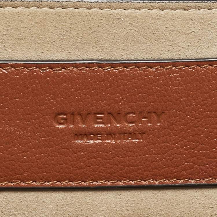 Pre Owned Givenchy Brown/Orange Leather and Suede Small GV3 Shoulder Bag