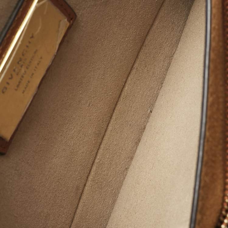 Pre Owned Givenchy Brown/Orange Leather and Suede Small GV3 Shoulder Bag
