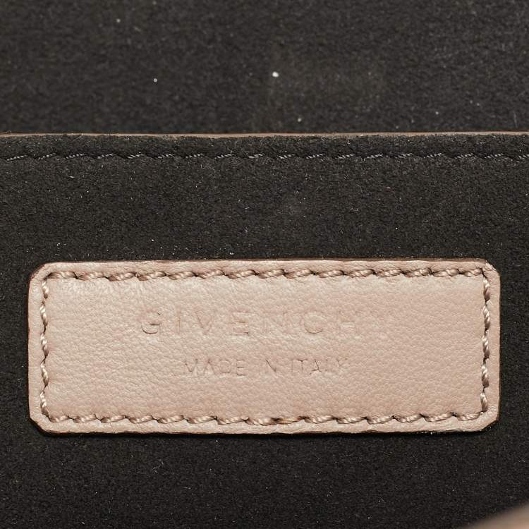 Pre Owned Givenchy Brown/Taupe Croc Embossed Leather and Suede Shark Lock Top Handle Bag