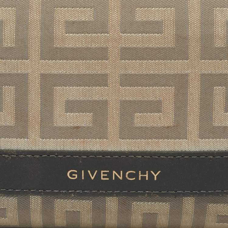 Pre Owned Givenchy Beige/Grey Monogram Canvas and Leather Continental Wallet