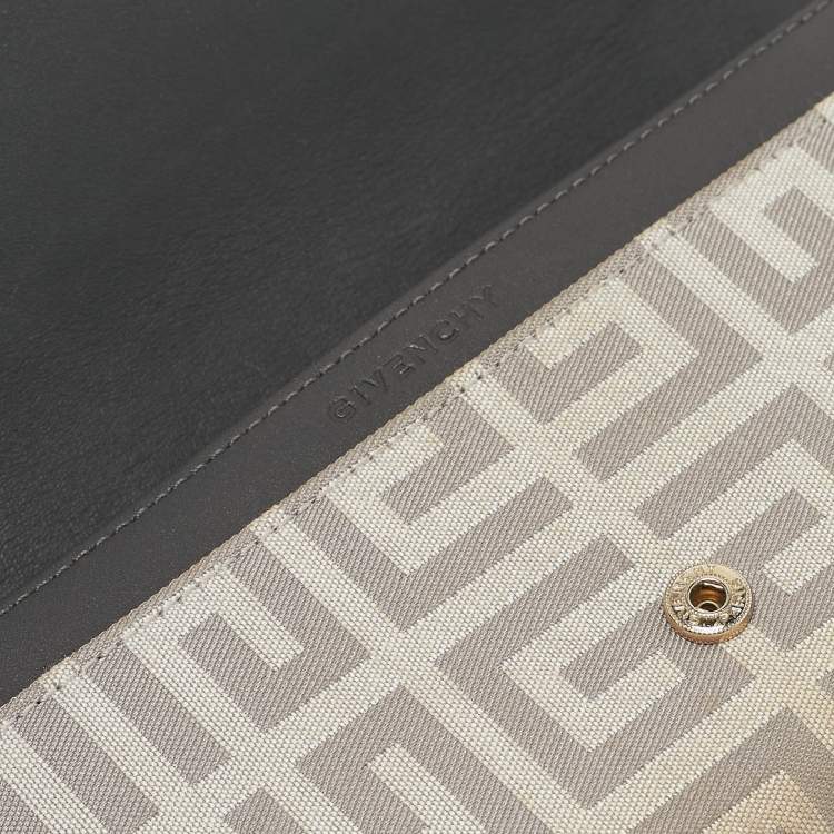 Pre Owned Givenchy Beige/Grey Monogram Canvas and Leather Continental Wallet