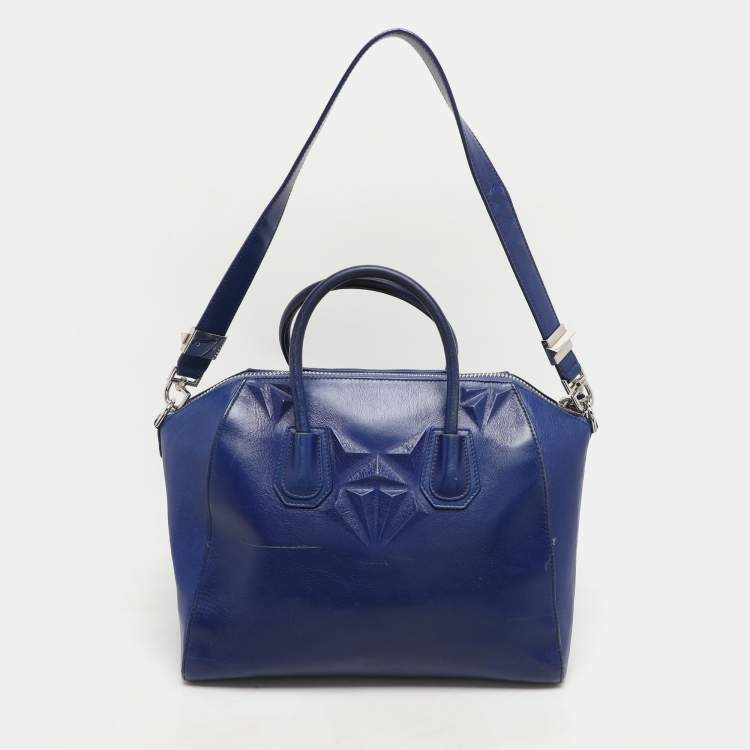 Pre Owned Givenchy Blue Leather 3D Stud Antigona Satchel