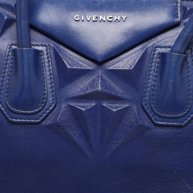 Pre Owned Givenchy Blue Leather 3D Stud Antigona Satchel