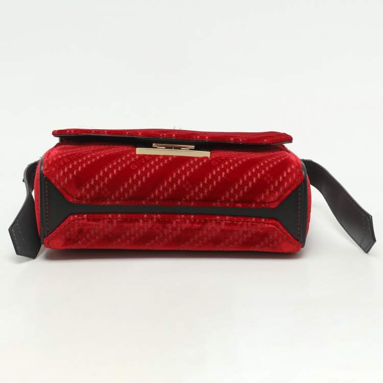 Pre Owned Givenchy Red Velvet Mini Eden Shoulder Bag
