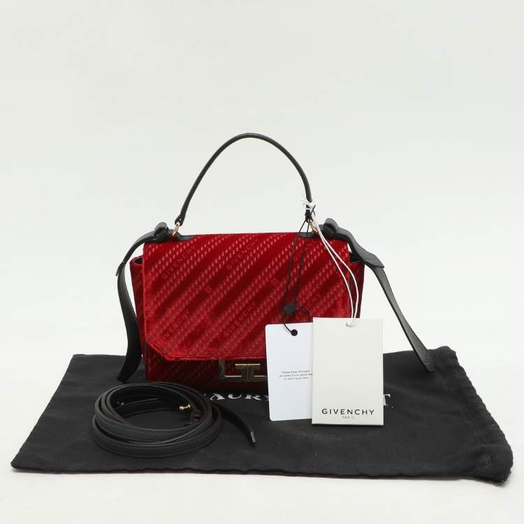 Pre Owned Givenchy Red Velvet Mini Eden Shoulder Bag