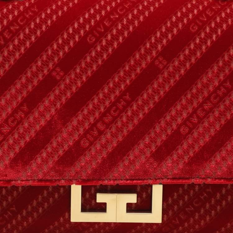 Pre Owned Givenchy Red Velvet Mini Eden Shoulder Bag