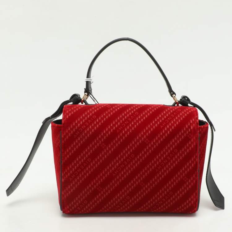 Pre Owned Givenchy Red Velvet Mini Eden Shoulder Bag