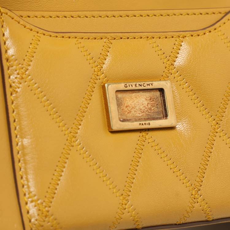 Pre Owned Givenchy Yellow Leather GV3 Crossbody Bag