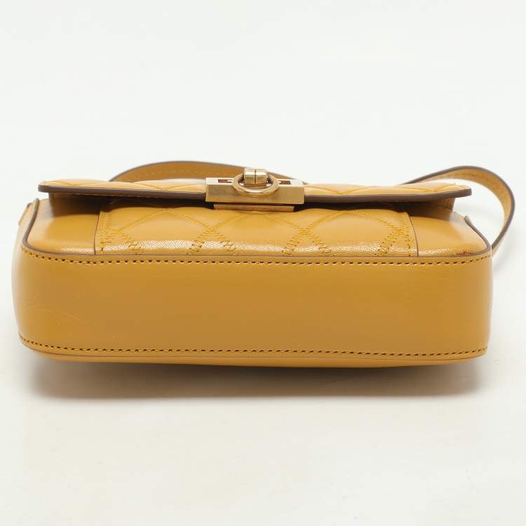 Pre Owned Givenchy Yellow Leather GV3 Crossbody Bag