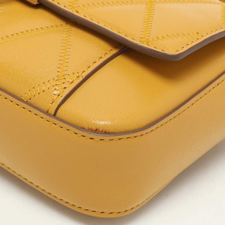 Pre Owned Givenchy Yellow Leather GV3 Crossbody Bag