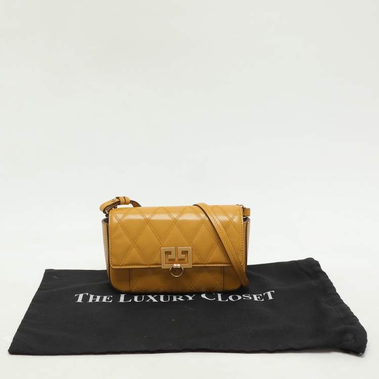 Pre Owned Givenchy Yellow Leather GV3 Crossbody Bag