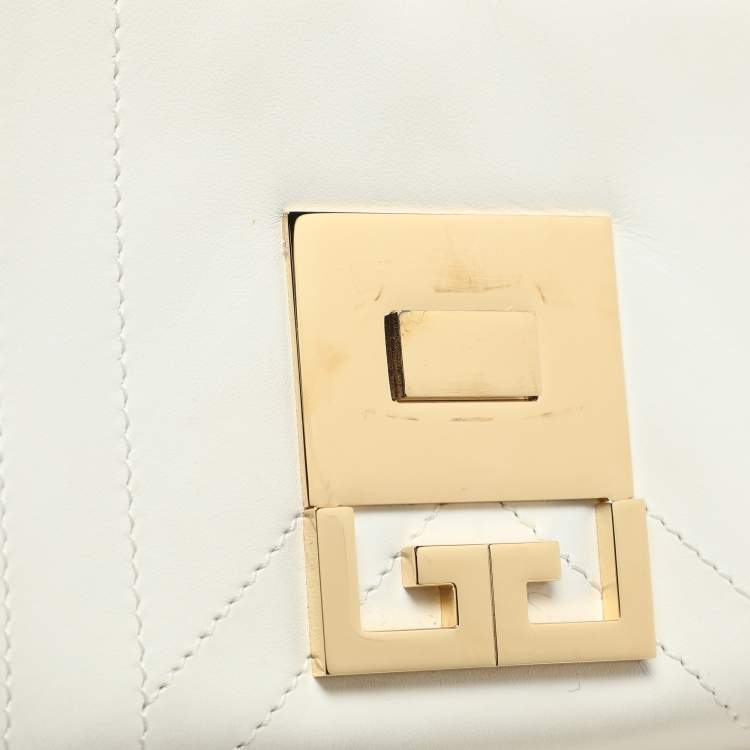 Pre Owned Givenchy White Leather Mini Eden Top Handle Bag