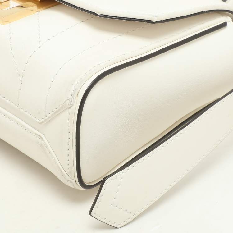 Pre Owned Givenchy White Leather Mini Eden Top Handle Bag