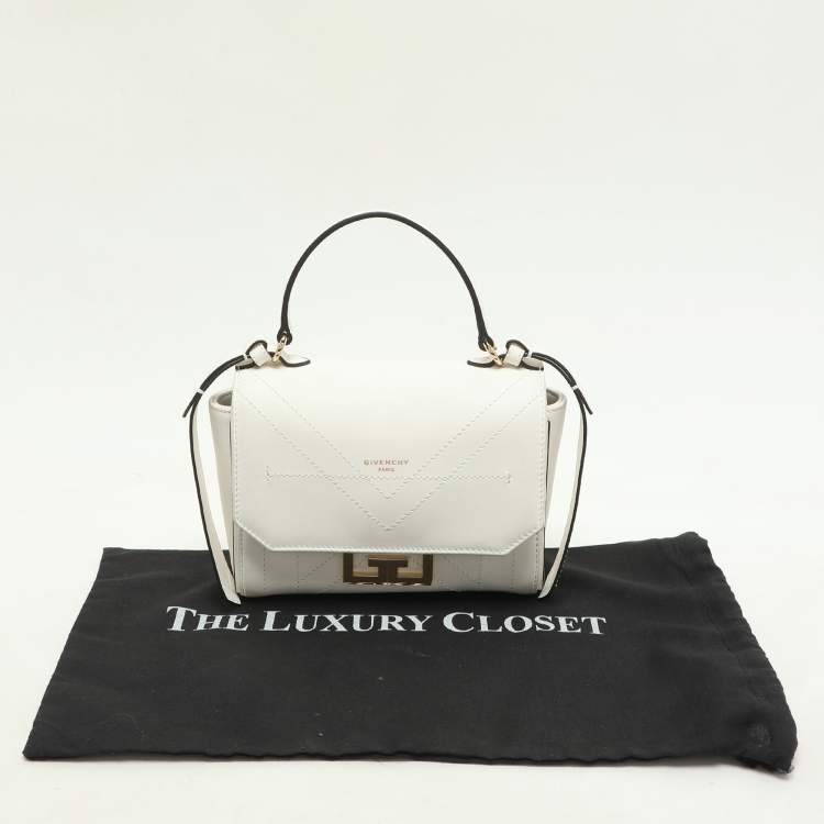 Pre Owned Givenchy White Leather Mini Eden Top Handle Bag