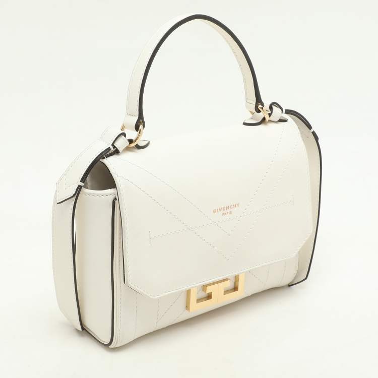 Pre Owned Givenchy White Leather Mini Eden Top Handle Bag
