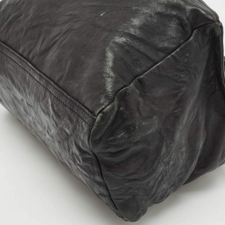 Pre Owned Givenchy Black Crinkled Leather Small Pandora Shoulder Bag