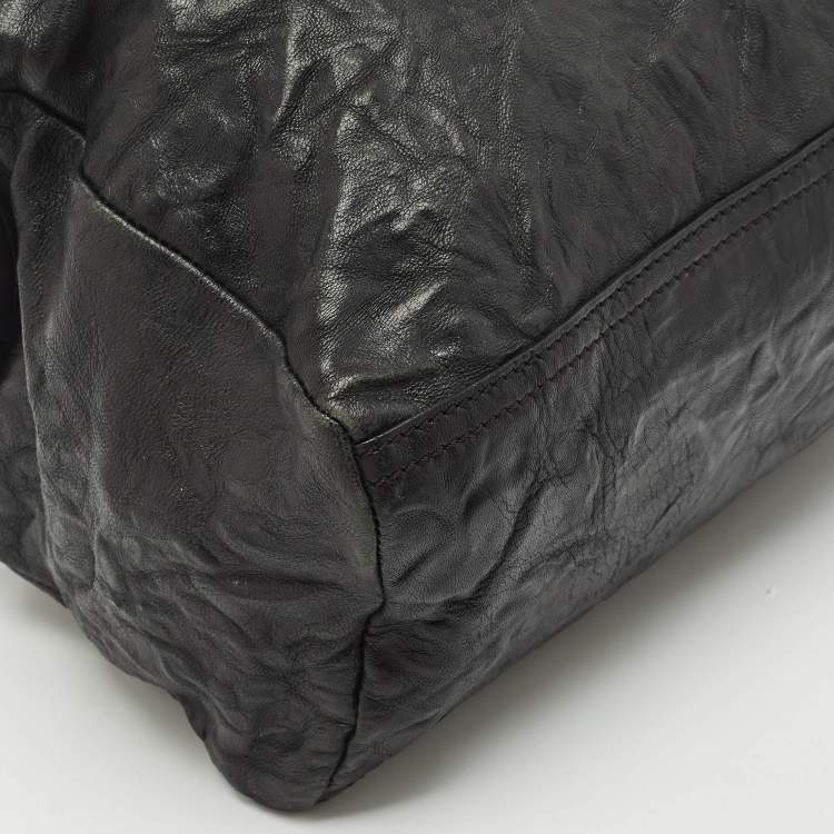 Pre Owned Givenchy Black Crinkled Leather Small Pandora Shoulder Bag