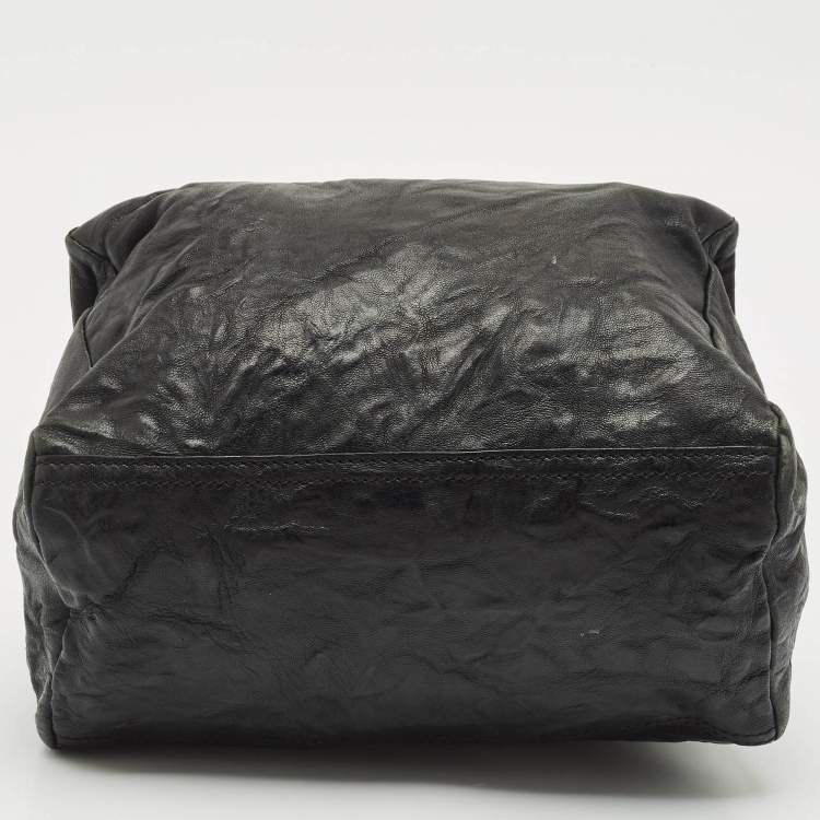 Pre Owned Givenchy Black Crinkled Leather Small Pandora Shoulder Bag