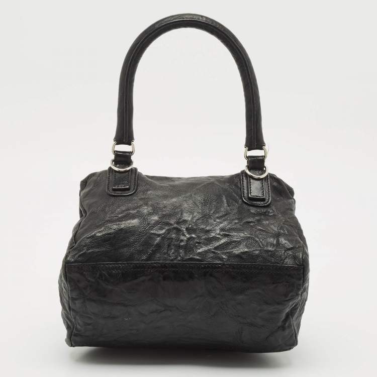Pre Owned Givenchy Black Crinkled Leather Small Pandora Shoulder Bag