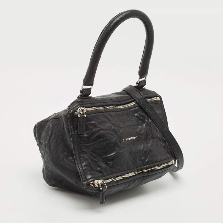 Pre Owned Givenchy Black Crinkled Leather Small Pandora Shoulder Bag