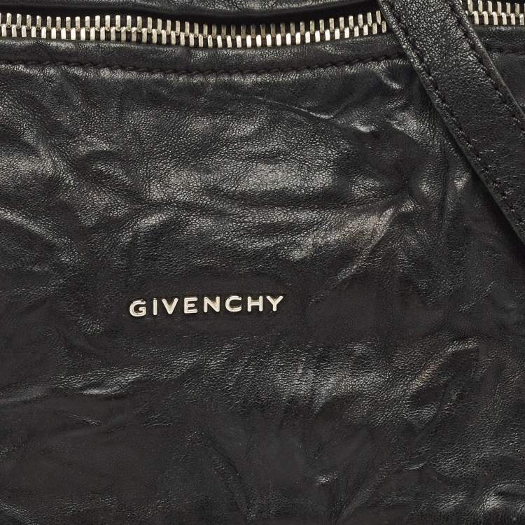 Pre Owned Givenchy Black Crinkled Leather Small Pandora Shoulder Bag