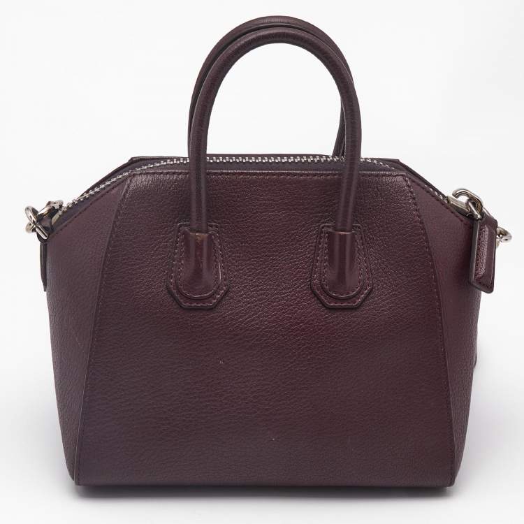 Pre Owned Givenchy Purple Leather Mini Antigona Satchel
