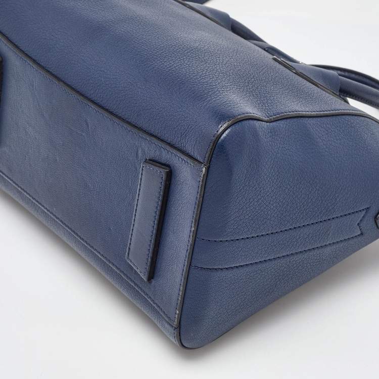 Pre Owned Givenchy Navy Blue Leather Small Antigona Satchel