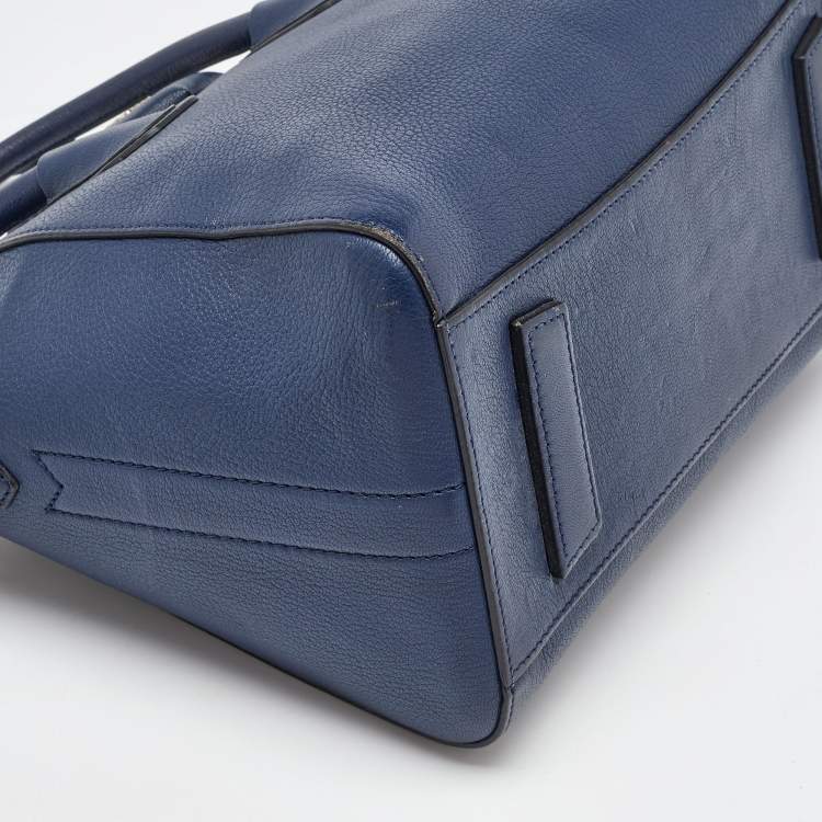 Pre Owned Givenchy Navy Blue Leather Small Antigona Satchel
