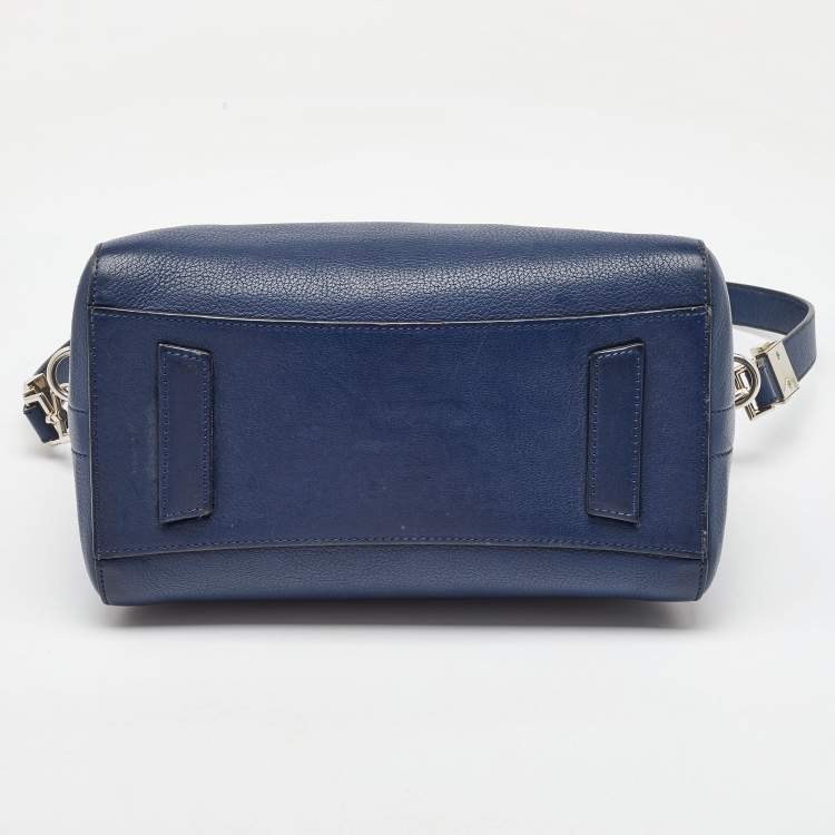 Pre Owned Givenchy Navy Blue Leather Small Antigona Satchel