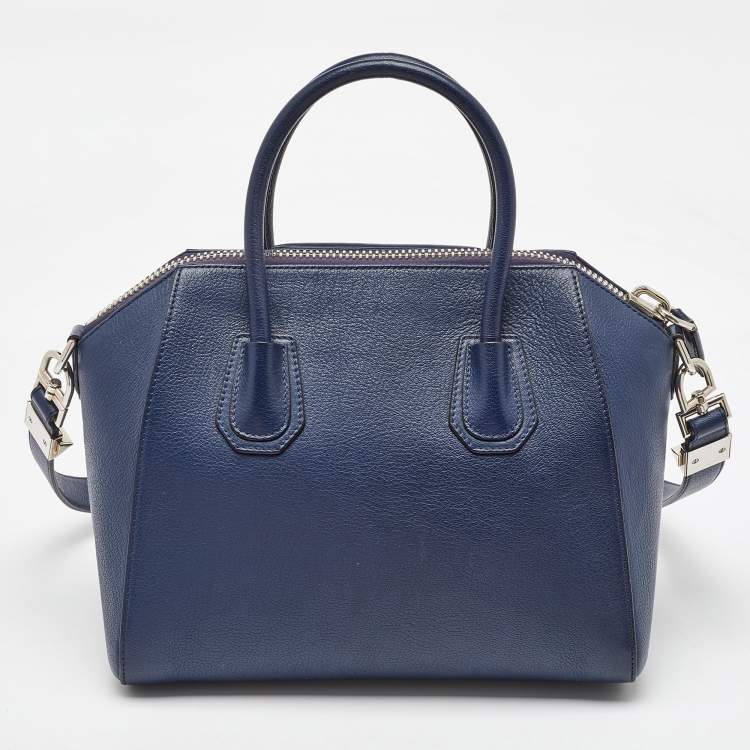 Pre Owned Givenchy Navy Blue Leather Small Antigona Satchel