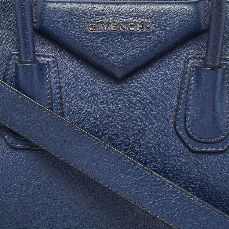 Pre Owned Givenchy Navy Blue Leather Small Antigona Satchel