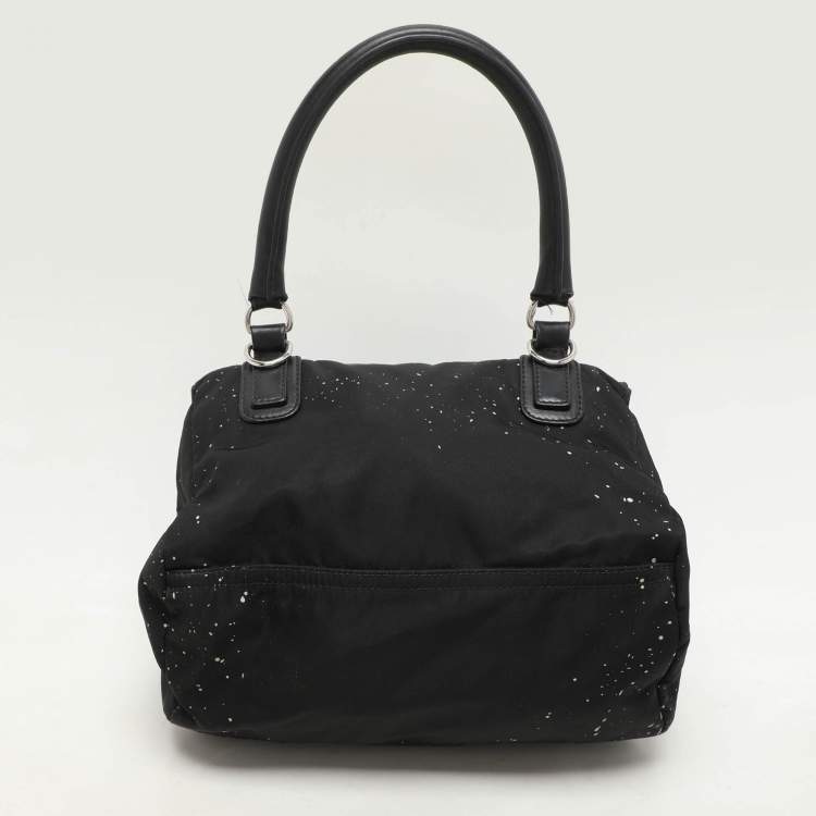 Pre Owned Givenchy Black/Cream Nylon and Leather Small Pandora Shoulder Bag