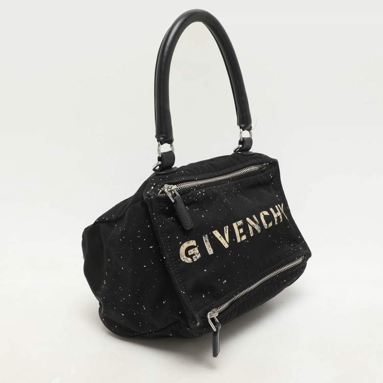 Pre Owned Givenchy Black/Cream Nylon and Leather Small Pandora Shoulder Bag