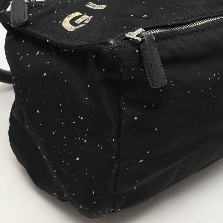 Pre Owned Givenchy Black/Cream Nylon and Leather Small Pandora Shoulder Bag