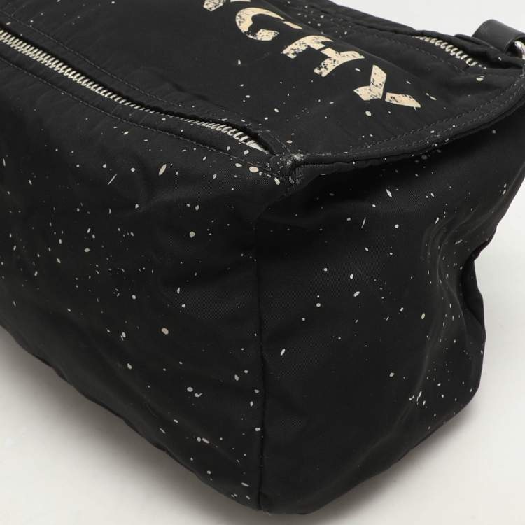 Pre Owned Givenchy Black/Cream Nylon and Leather Small Pandora Shoulder Bag