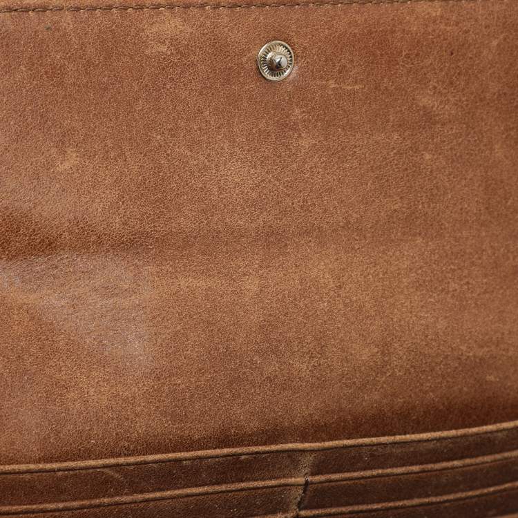 Pre Owned Givenchy Brown Nubuck Leather Flap Continental Wallet