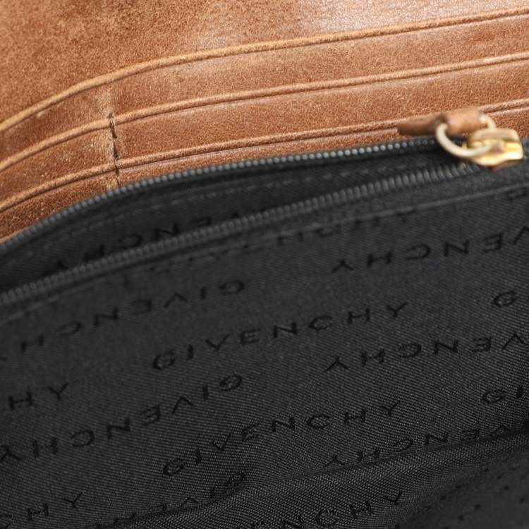 Pre Owned Givenchy Brown Nubuck Leather Flap Continental Wallet