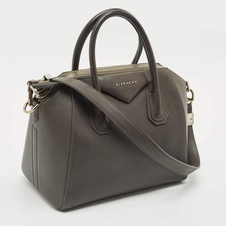 Pre Owned Givenchy Grey Leather Small Antigona Satchel