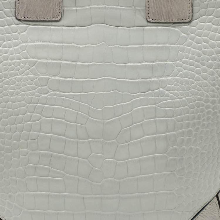 Pre Owned Givenchy Grey Croc and Lizard Embossed Leather Medium Easy Tote