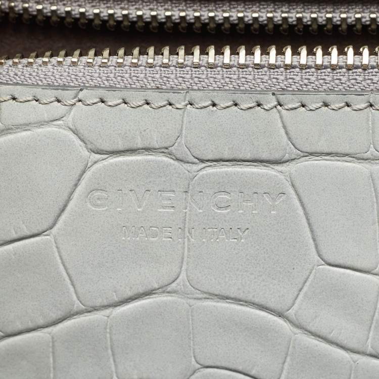 Pre Owned Givenchy Grey Croc and Lizard Embossed Leather Medium Easy Tote