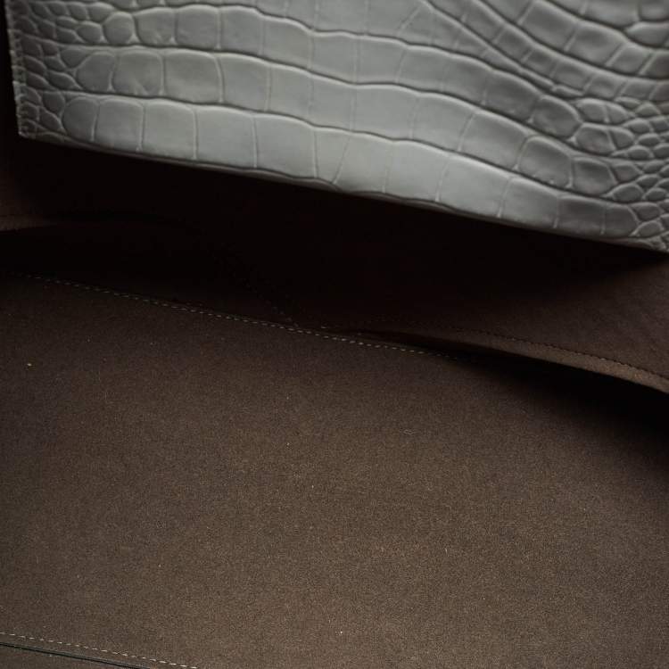 Pre Owned Givenchy Grey Croc and Lizard Embossed Leather Medium Easy Tote
