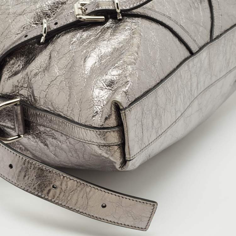 Pre Owned Givenchy Metallic Grey Leather Medium Corset Voyou Shoulder Bag