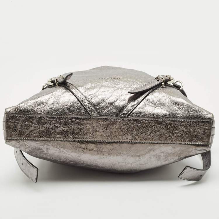 Pre Owned Givenchy Metallic Grey Leather Medium Corset Voyou Shoulder Bag