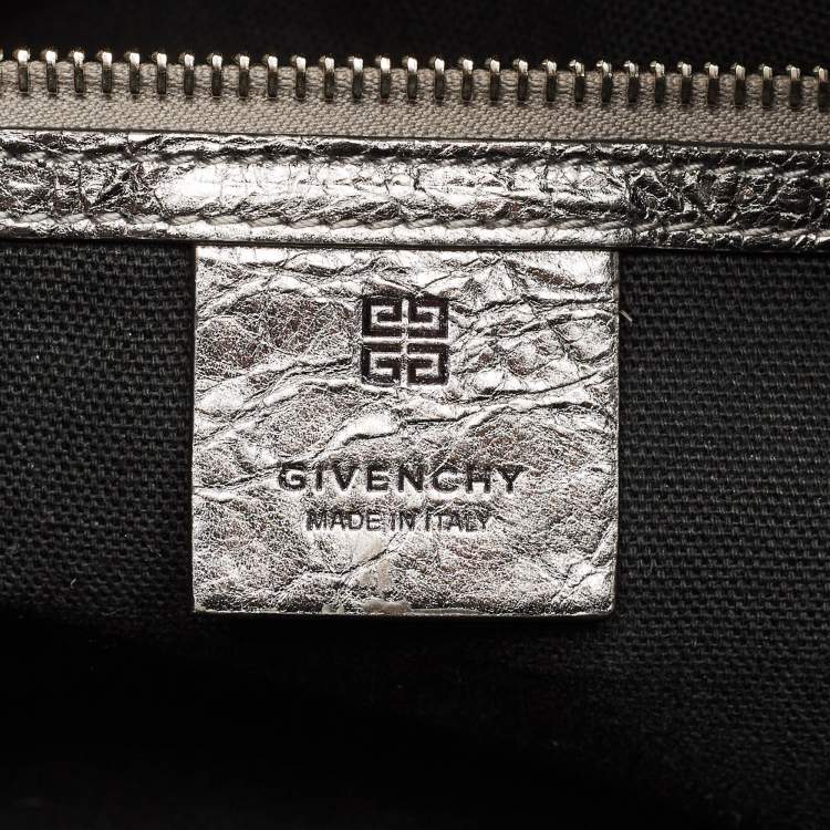 Pre Owned Givenchy Metallic Grey Leather Medium Corset Voyou Shoulder Bag