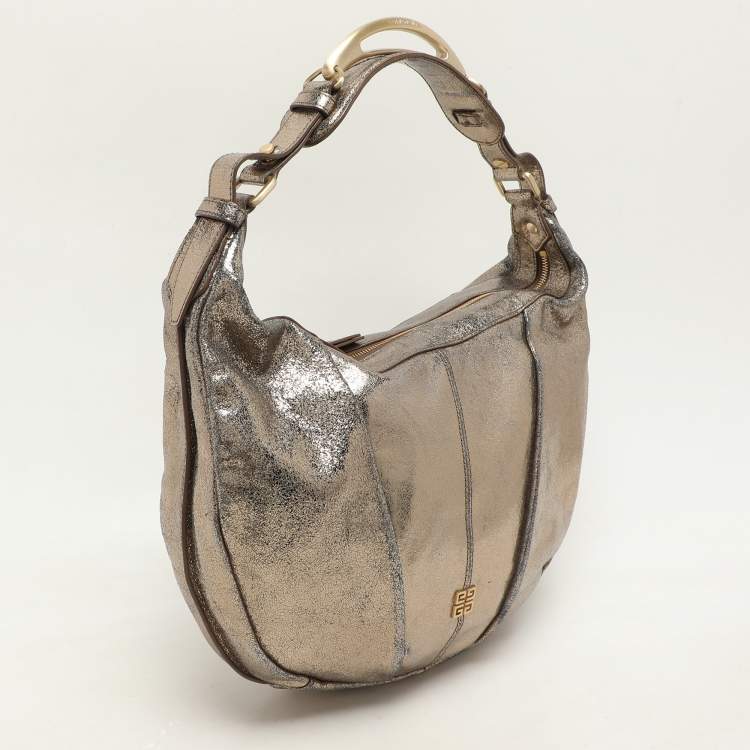 Pre Owned Givenchy Gold Crinkled Leather Hobo