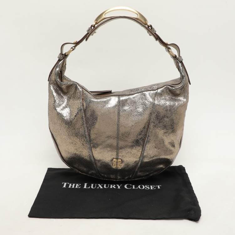 Pre Owned Givenchy Gold Crinkled Leather Hobo
