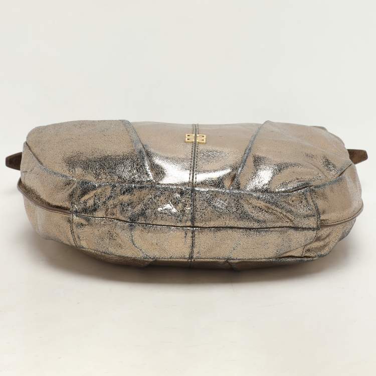 Pre Owned Givenchy Gold Crinkled Leather Hobo
