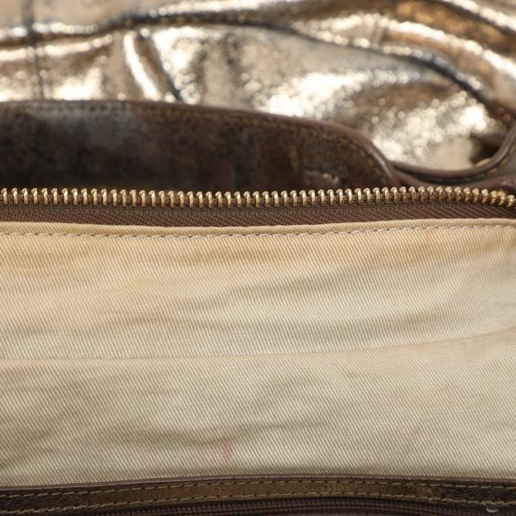 Pre Owned Givenchy Gold Crinkled Leather Hobo