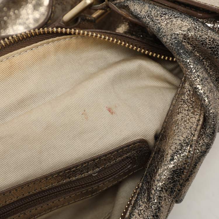 Pre Owned Givenchy Gold Crinkled Leather Hobo