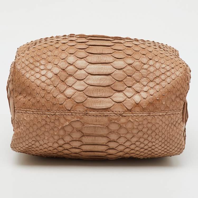 Pre Owned Givenchy Beige Python Leather Pandora Wristlet Clutch